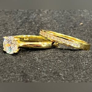 Elegant Gold Plated over 925 Silver Women's Ring Set Wedding Engagement